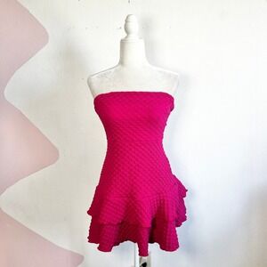 Vintage Y2K‎ Cupcake Dress Tiered 2000s Prom Coquette Retro Pink Small